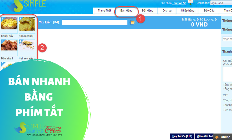 Bán hàng nhanh bằng phím tắt