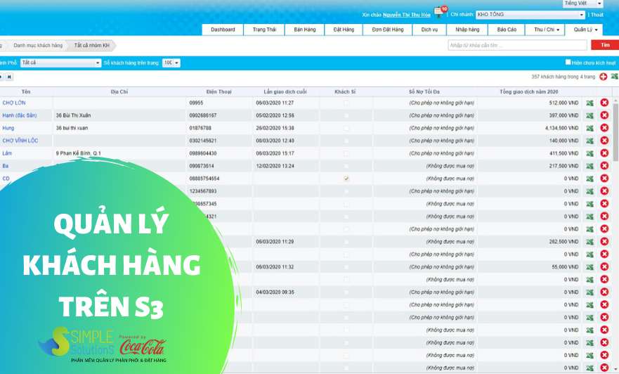 Quản lý khách hàng trên phần mềm S3